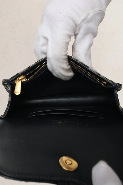 Christian Dior Navy Oblique Saddle Pouch