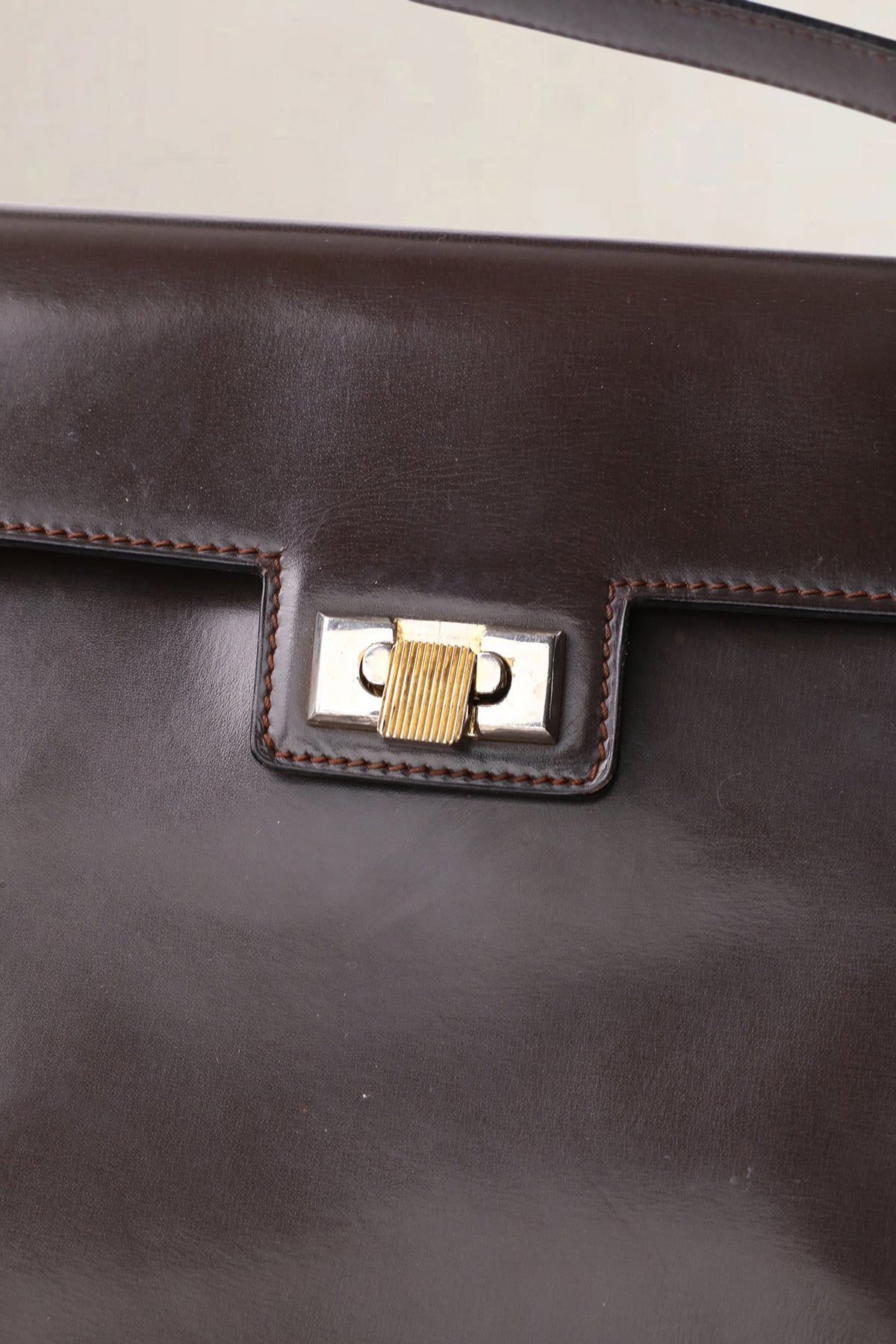 Delvaux Vintage Dark Brown Top Handle Bag