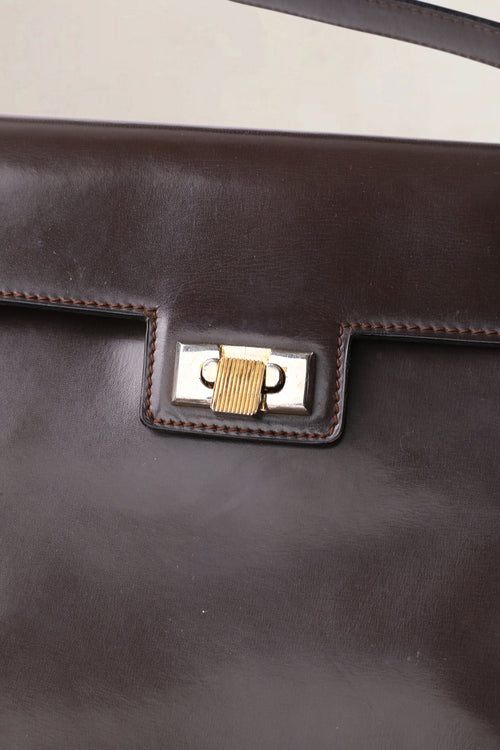 Delvaux Vintage Dark Brown Top Handle Bag