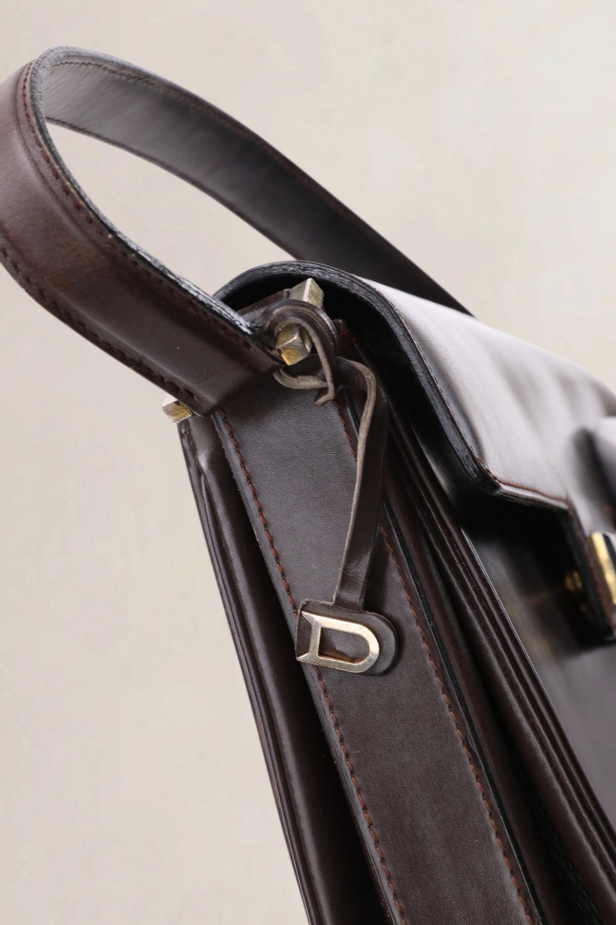 Delvaux Vintage Dark Brown Top Handle Bag