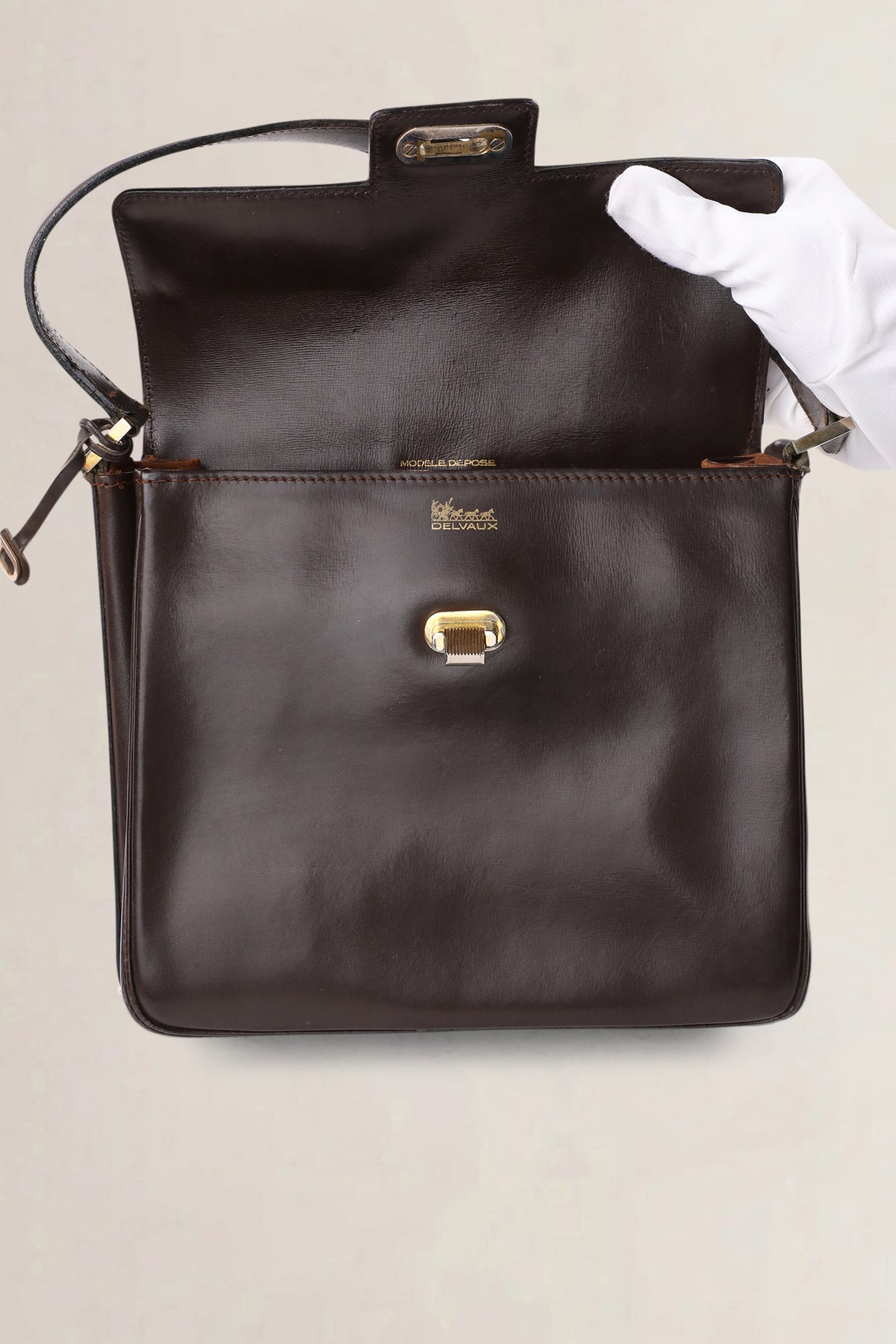 Delvaux Vintage Dark Brown Top Handle Bag