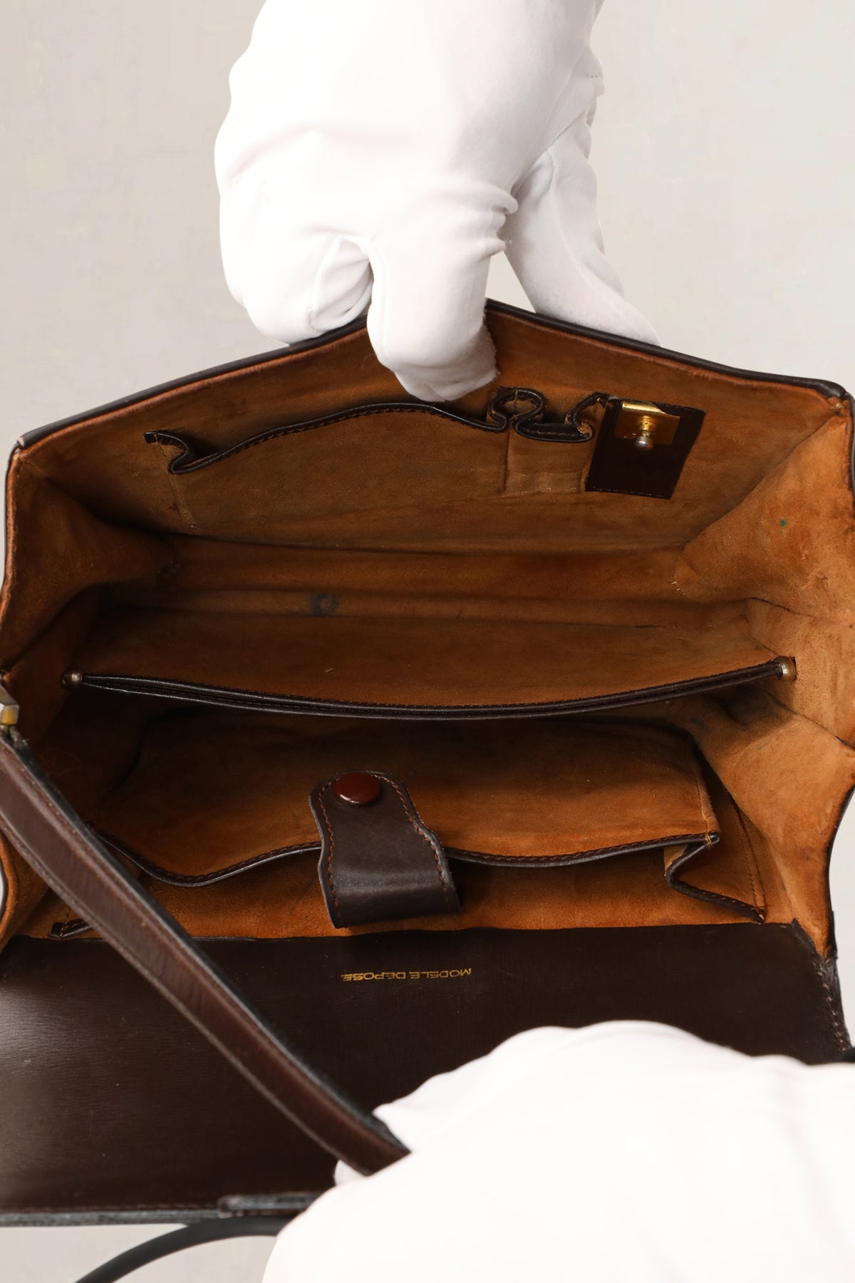 Delvaux Vintage Dark Brown Top Handle Bag