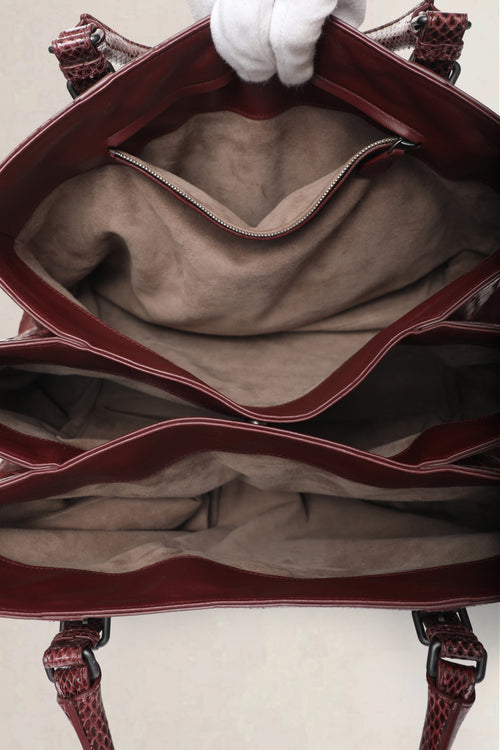 Bottega Veneta Burgundy Roma Large Top Handle Bag