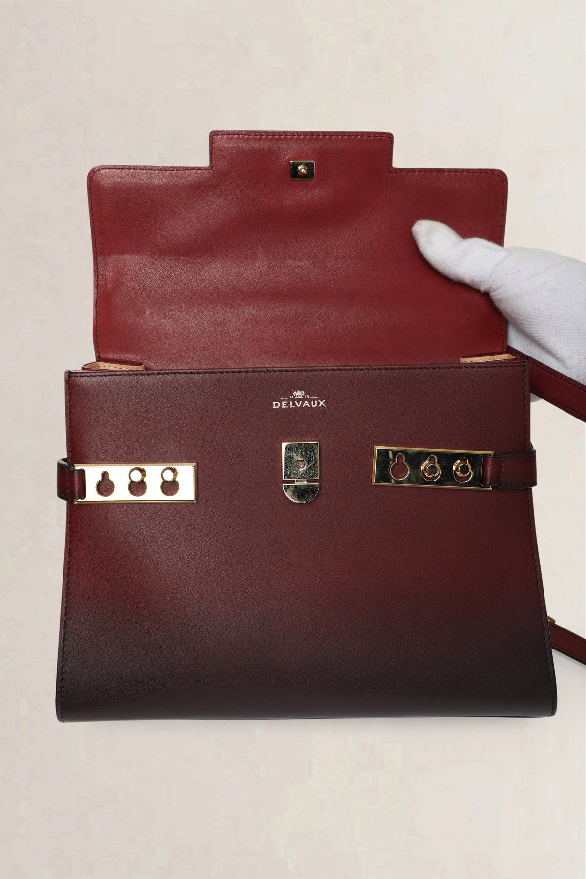 Delvaux Burgundy Tempête Dream Phantom MM Shoulder Bag