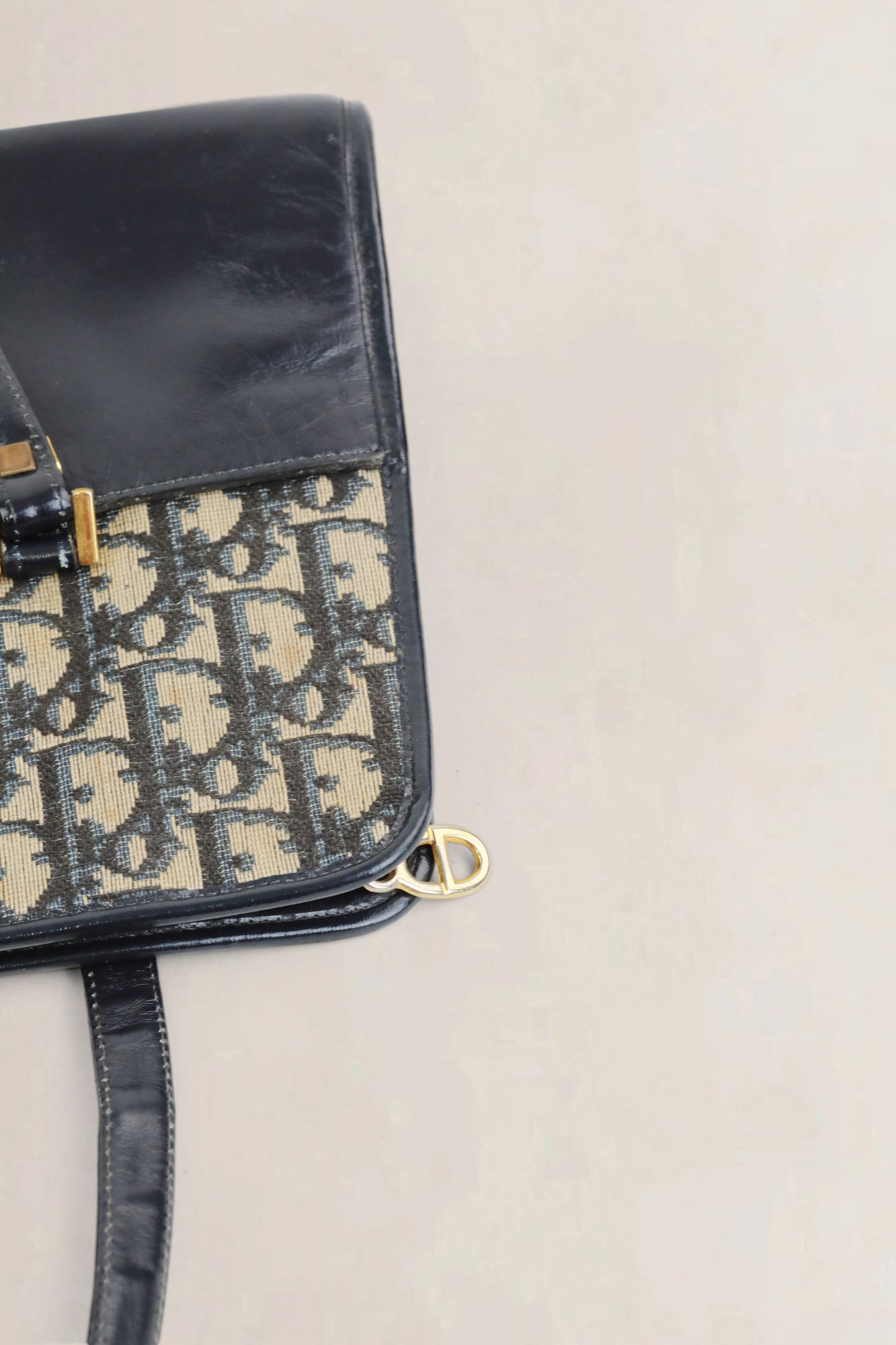 Christian Dior Blue Monogram Top Handle Bag