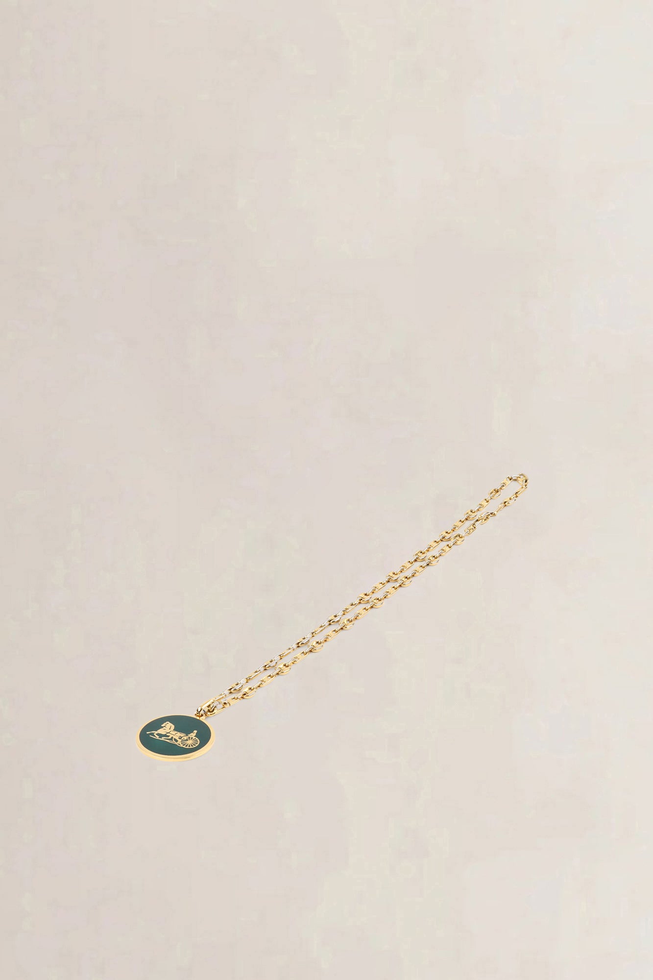 Céline Green Vintage Carriage Pendant Necklace