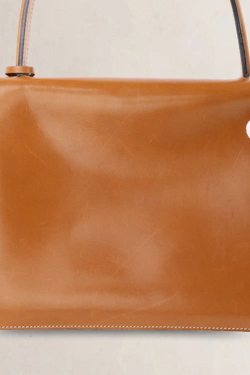 Delvaux Cognac Box Calf Top Handle Bag