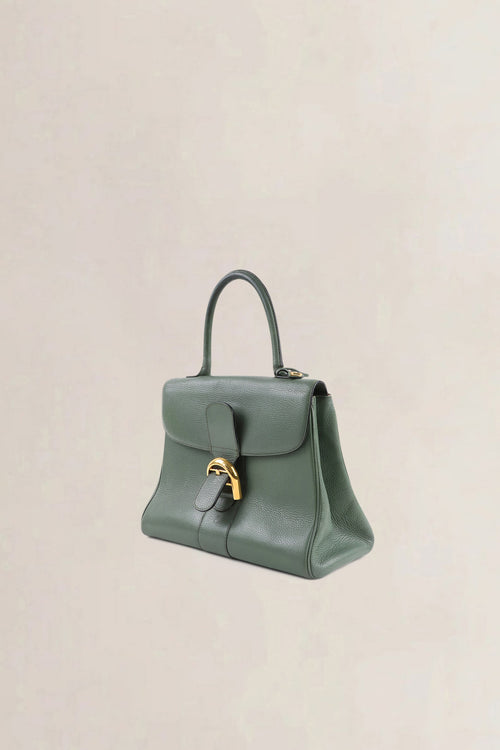 Delvaux Olive Green Jumping Calf Brillant MM Top Handle Bag