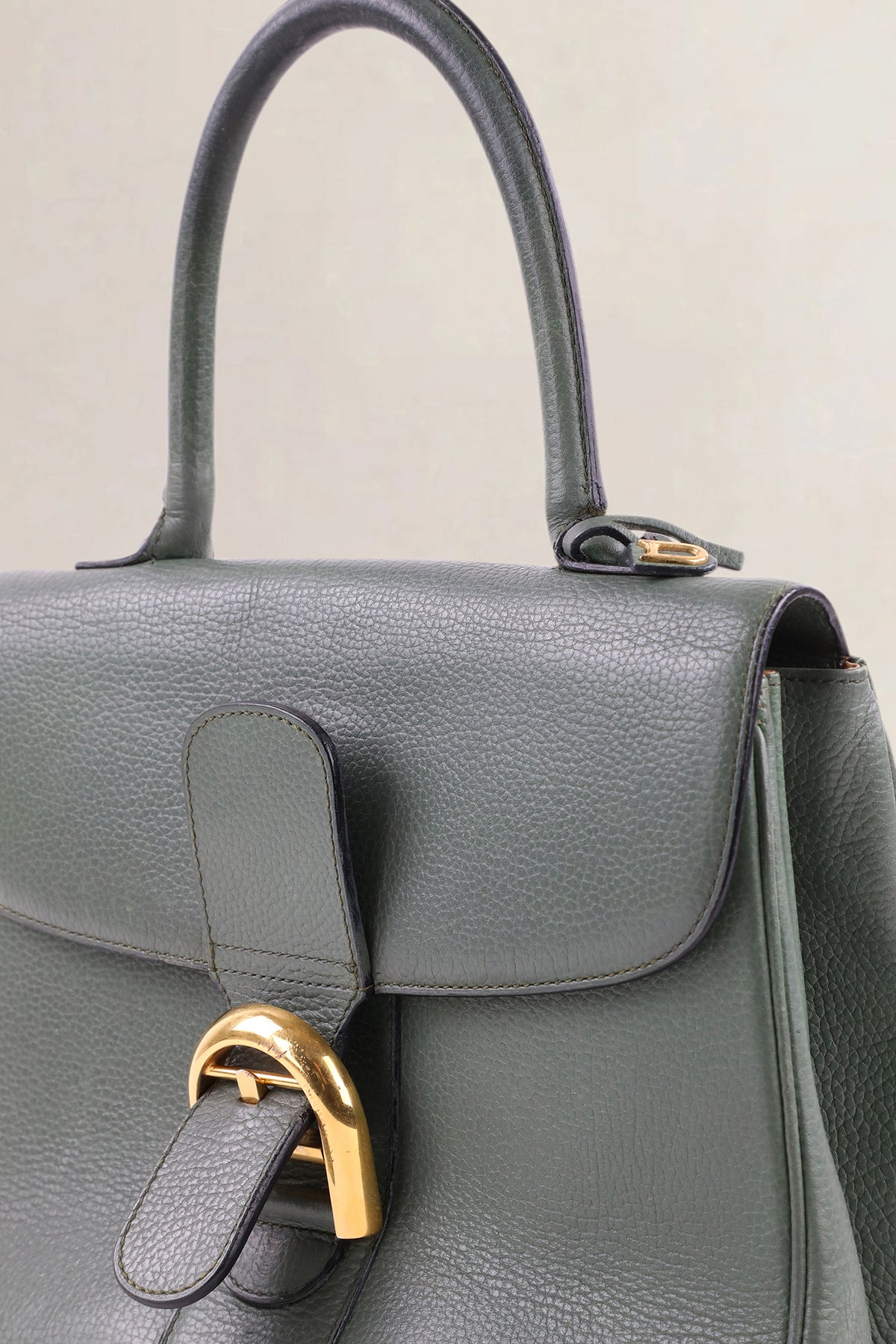 Delvaux Olive Green Jumping Calf Brillant MM Top Handle Bag
