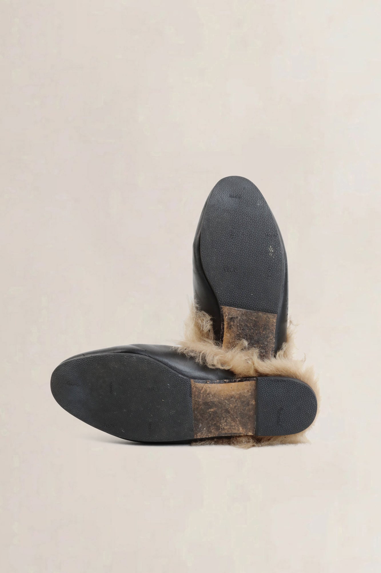 Gucci Black Shearling Princetown Flats