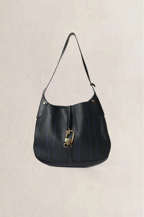 Delvaux Blue & Black Treille Toile de Cuir Crossbody Bag
