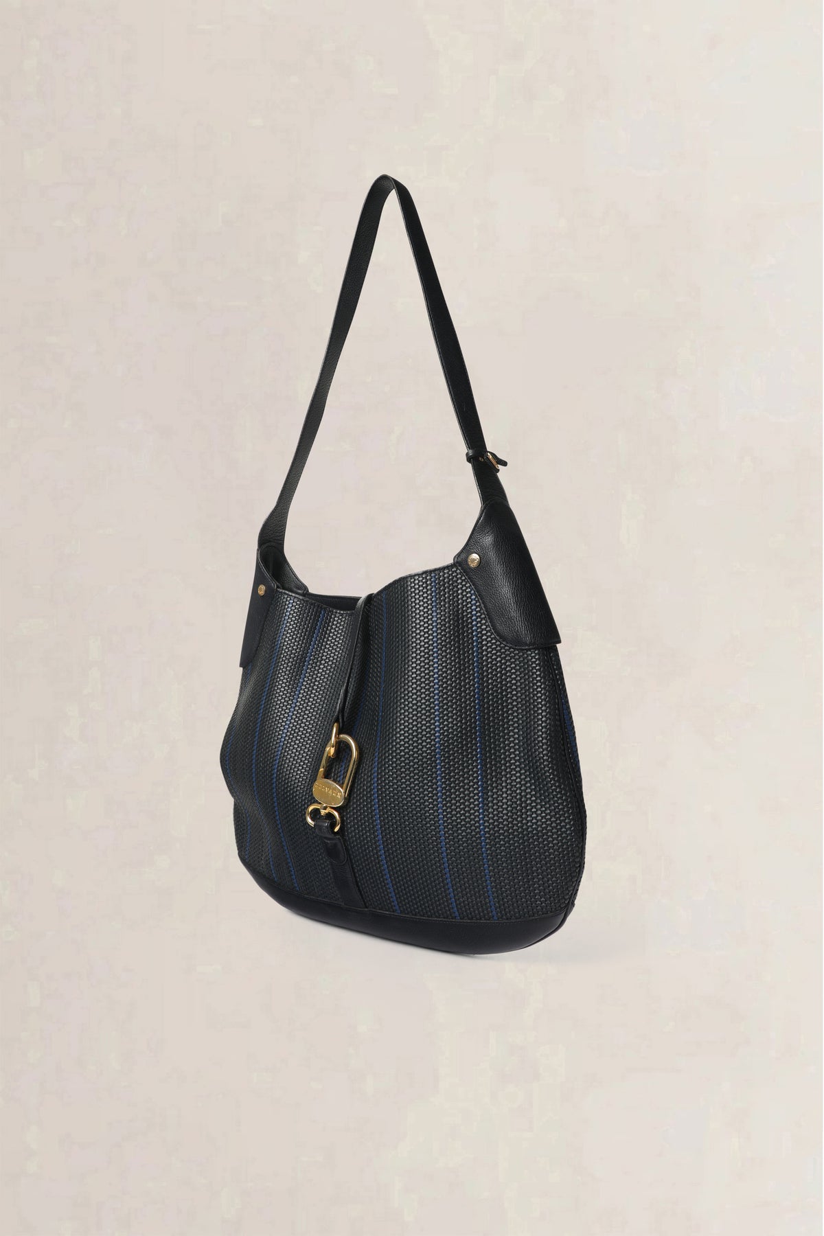 Delvaux Blue & Black Treille Toile de Cuir Crossbody Bag