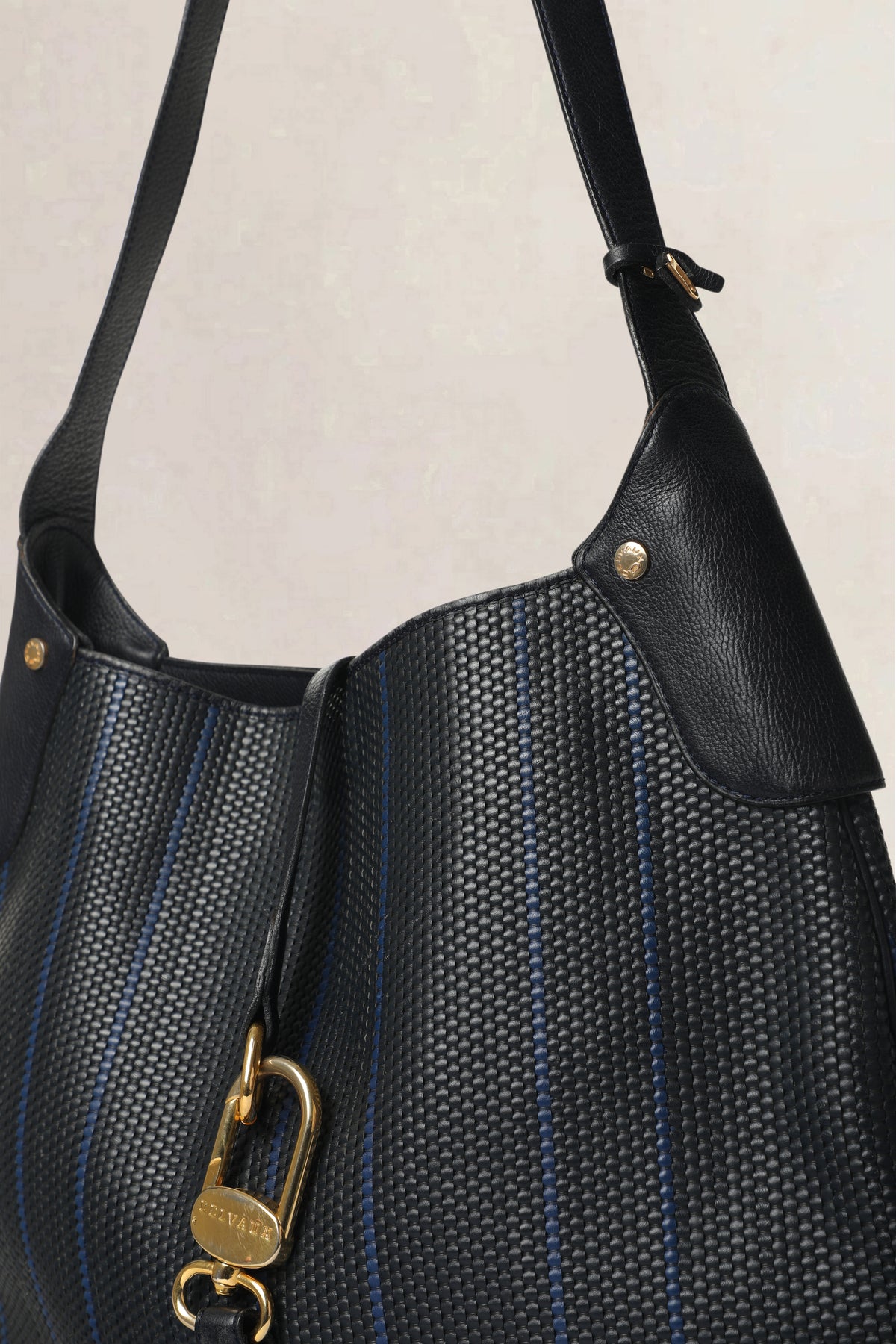 Delvaux Blue & Black Treille Toile de Cuir Crossbody Bag