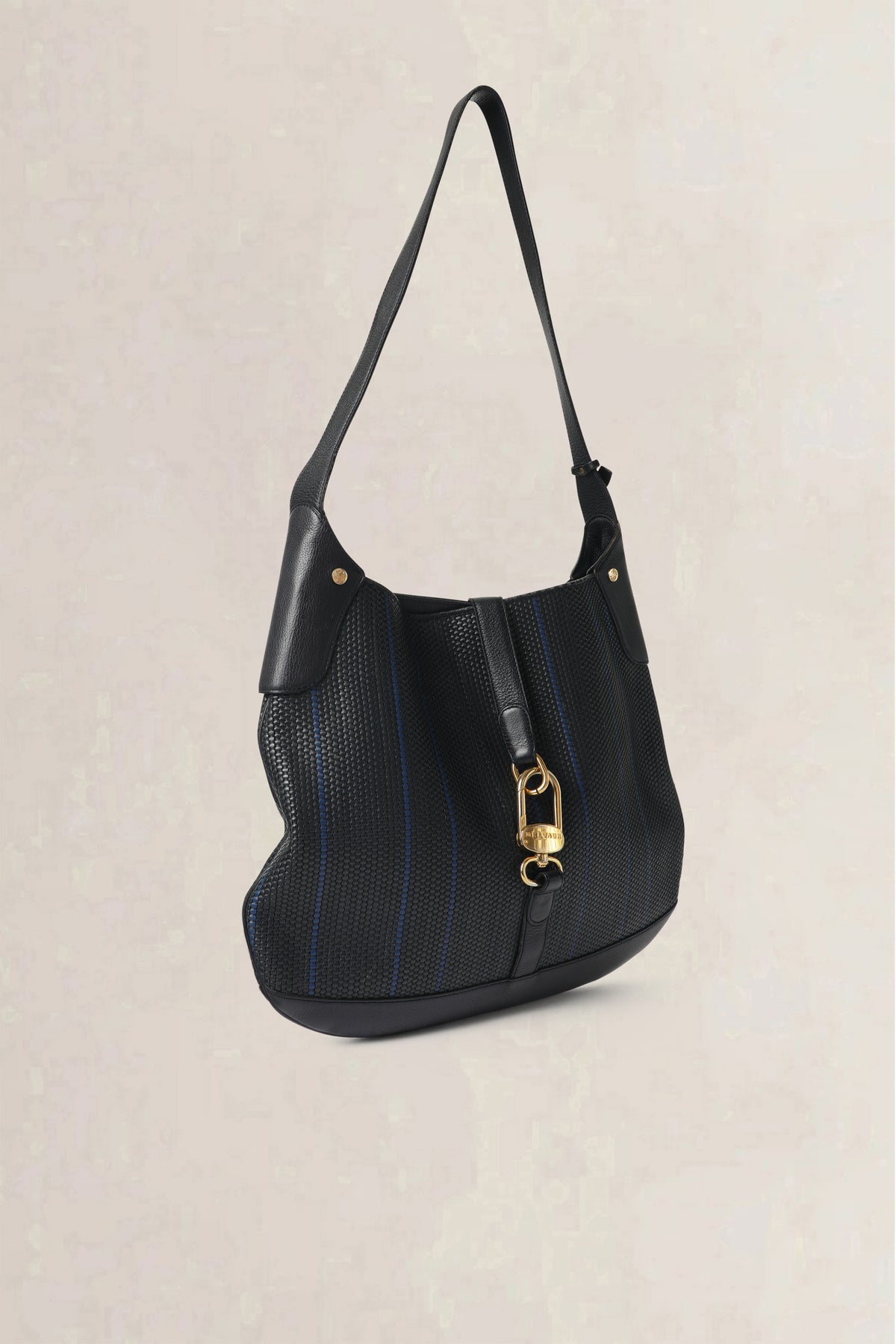 Delvaux Blue & Black Treille Toile de Cuir Crossbody Bag