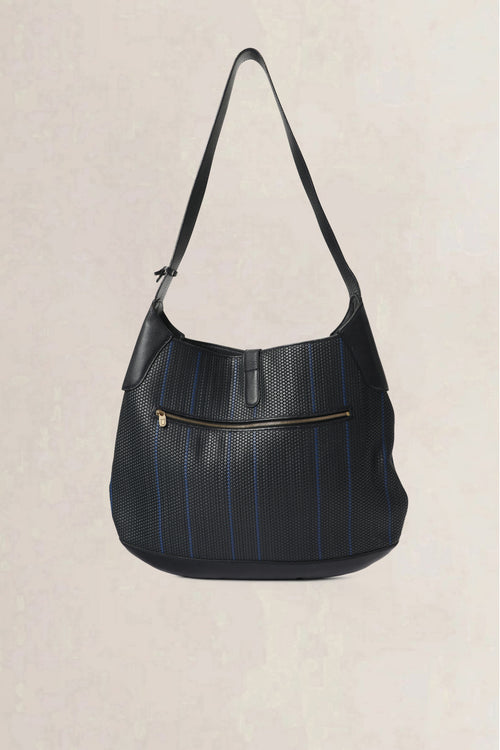 Delvaux Blue & Black Treille Toile de Cuir Crossbody Bag