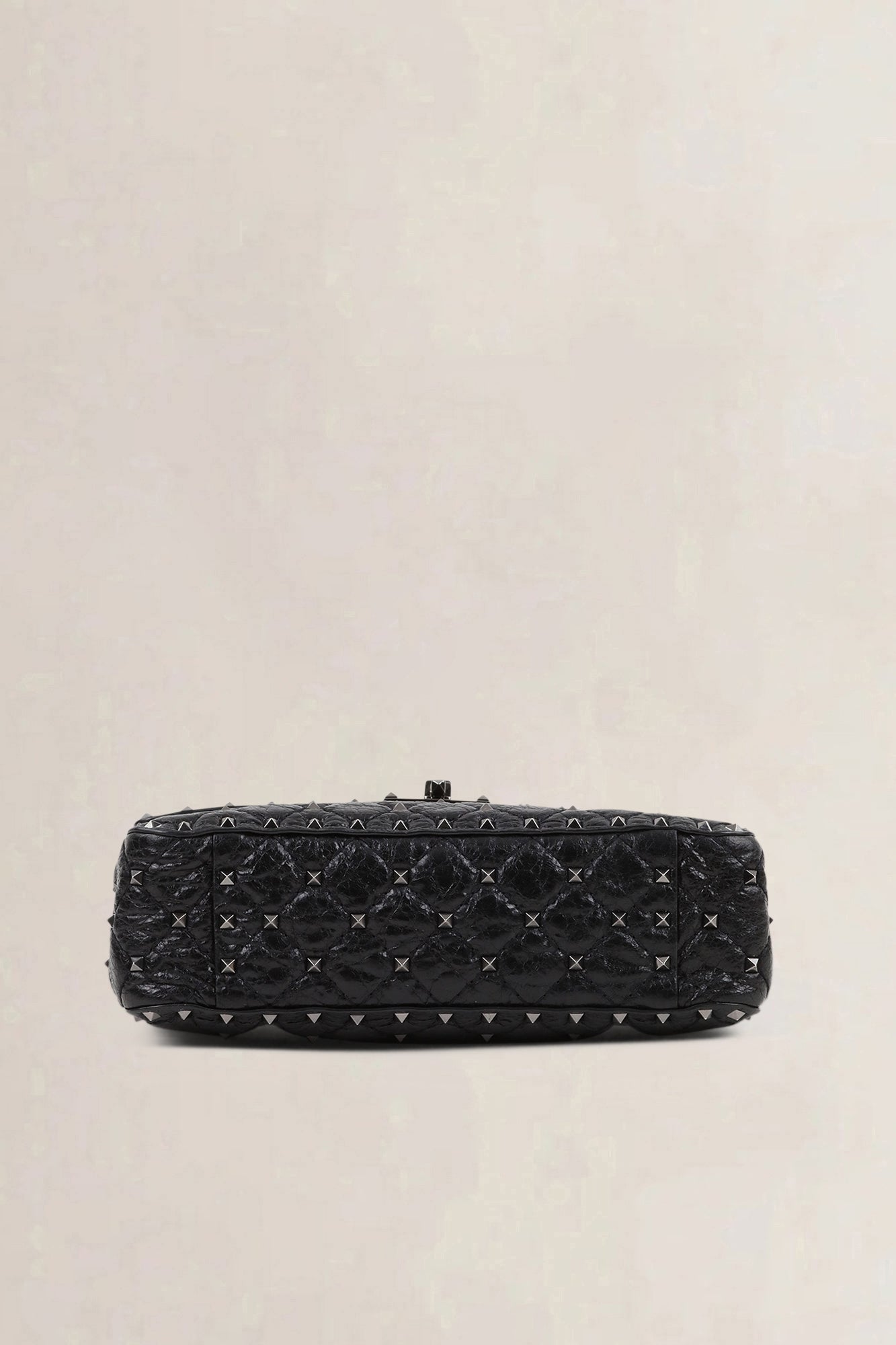 Valentino Garavani Black Rockstud Crinkled Quilted Leather Crossbody Bag