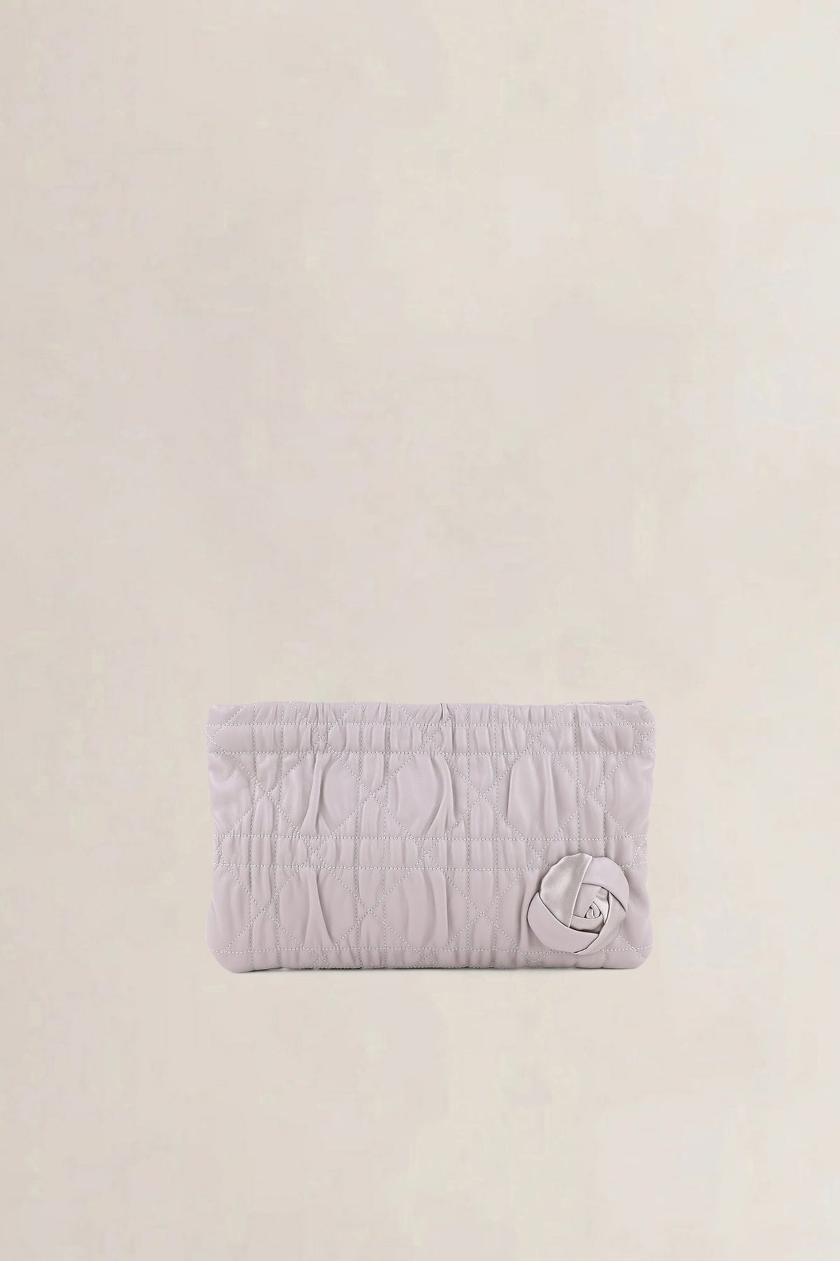 Christian Dior Grey Cannage Rose Clutch