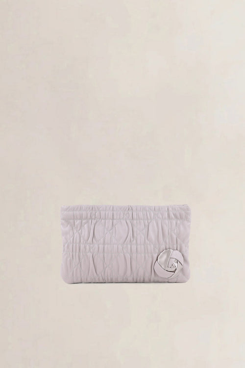 Christian Dior Grey Cannage Rose Clutch