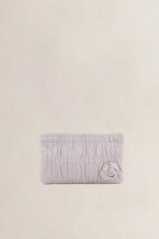 Christian Dior Grey Cannage Rose Clutch