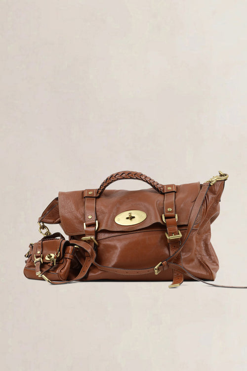 Mulberry Brown Alexa Satchel Crossbody Bag