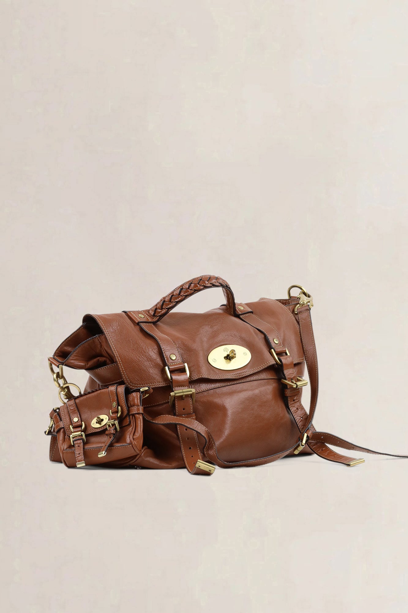 Mulberry Brown Alexa Satchel Crossbody Bag