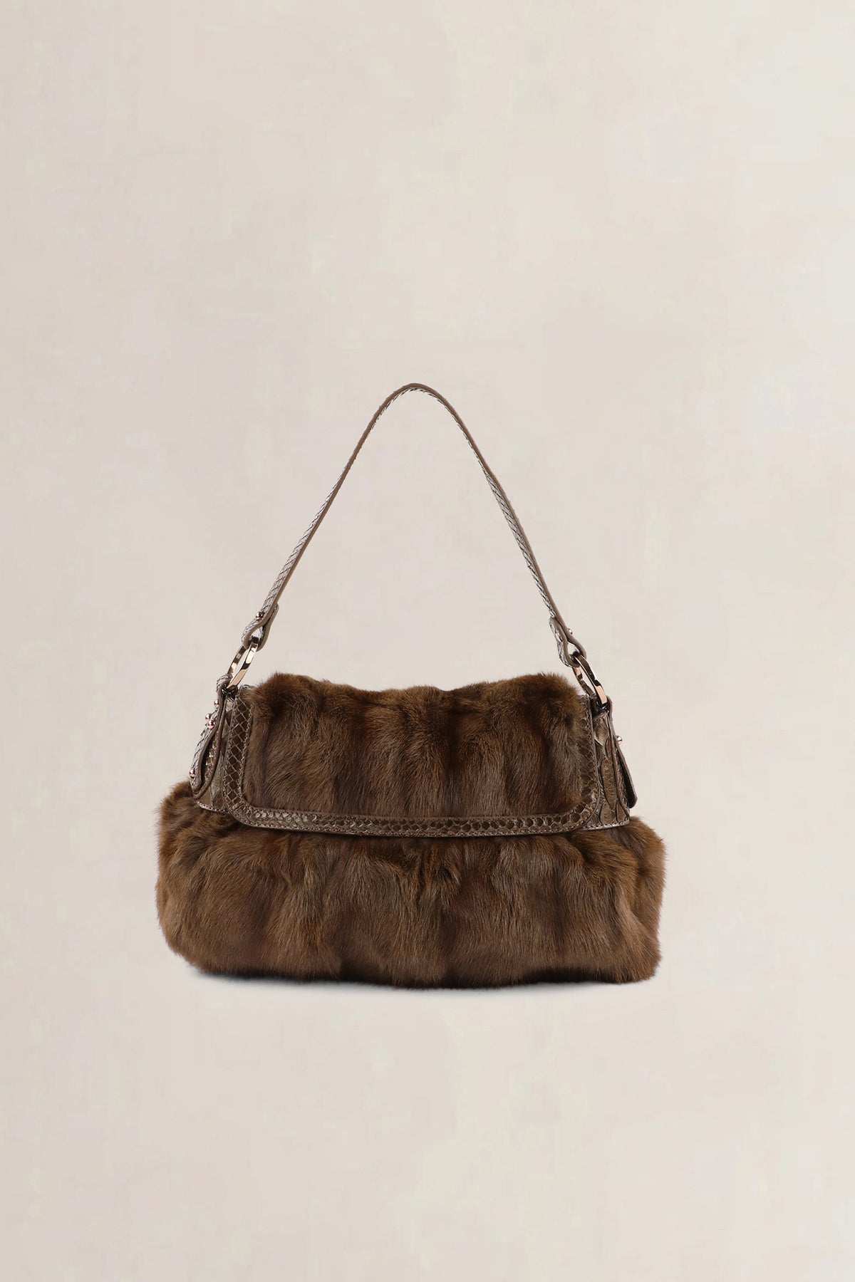 Fendi Brown Squirrel Fur Small Chef Shoulder Bag