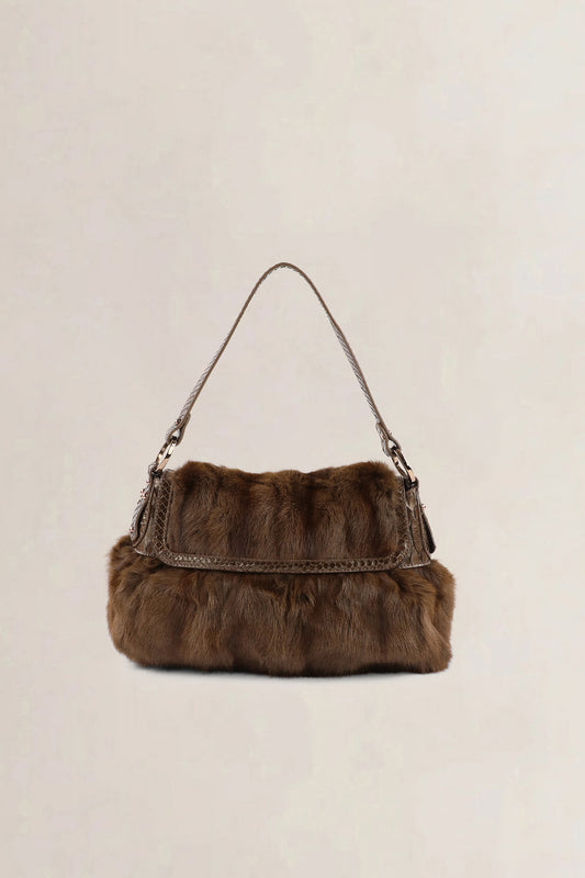 Fendi Brown Squirrel Fur Small Chef Shoulder Bag