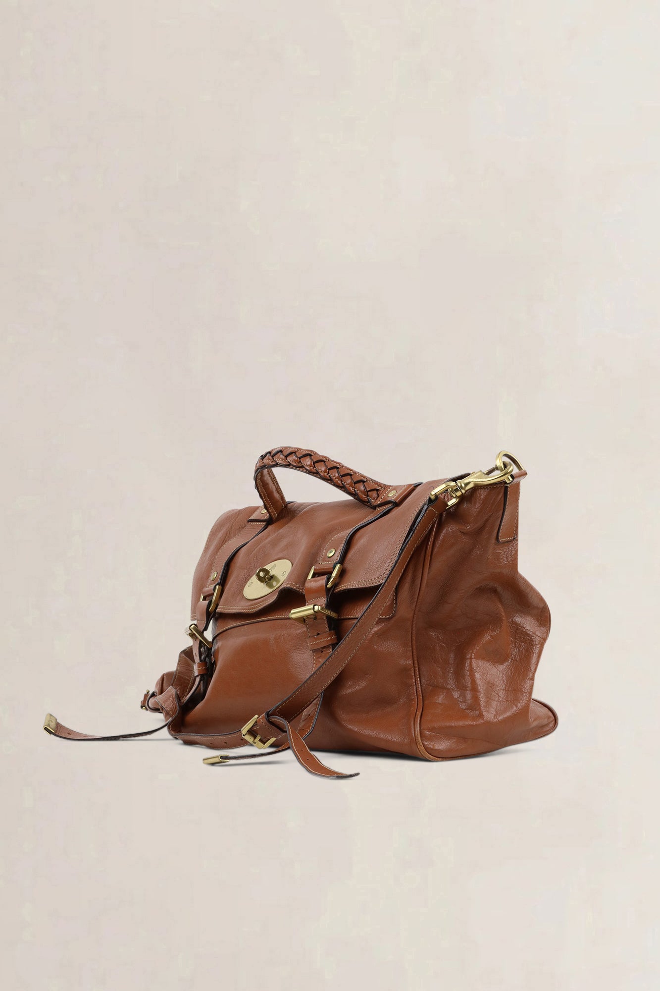 Mulberry Brown Alexa Satchel Crossbody Bag