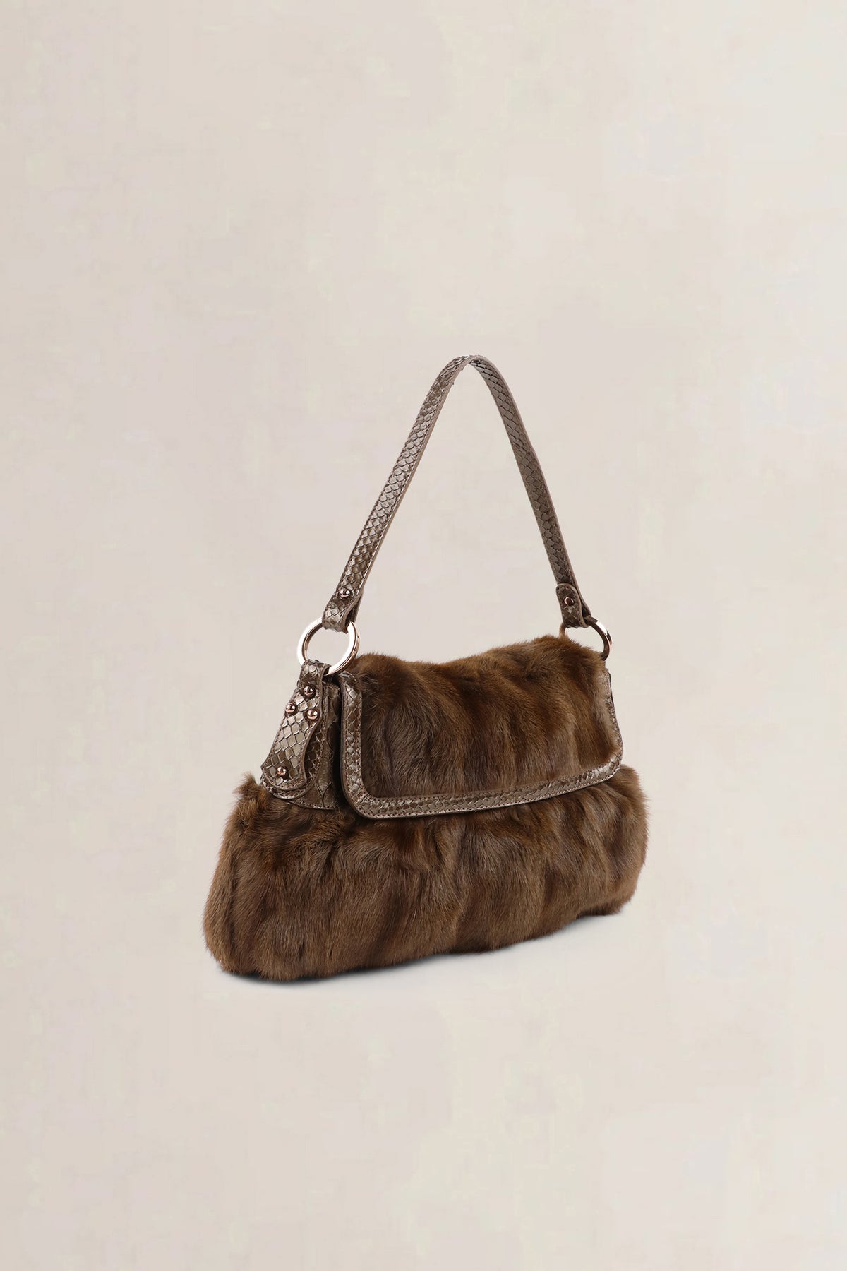Fendi Brown Squirrel Fur Small Chef Shoulder Bag