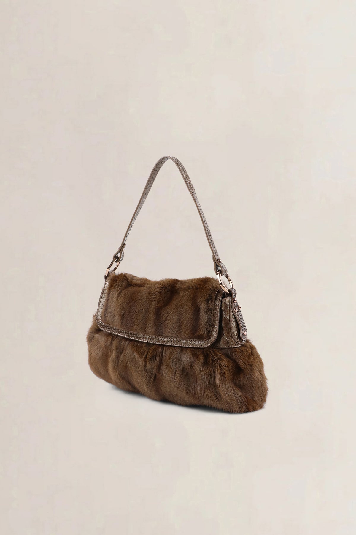 Fendi Brown Squirrel Fur Small Chef Shoulder Bag