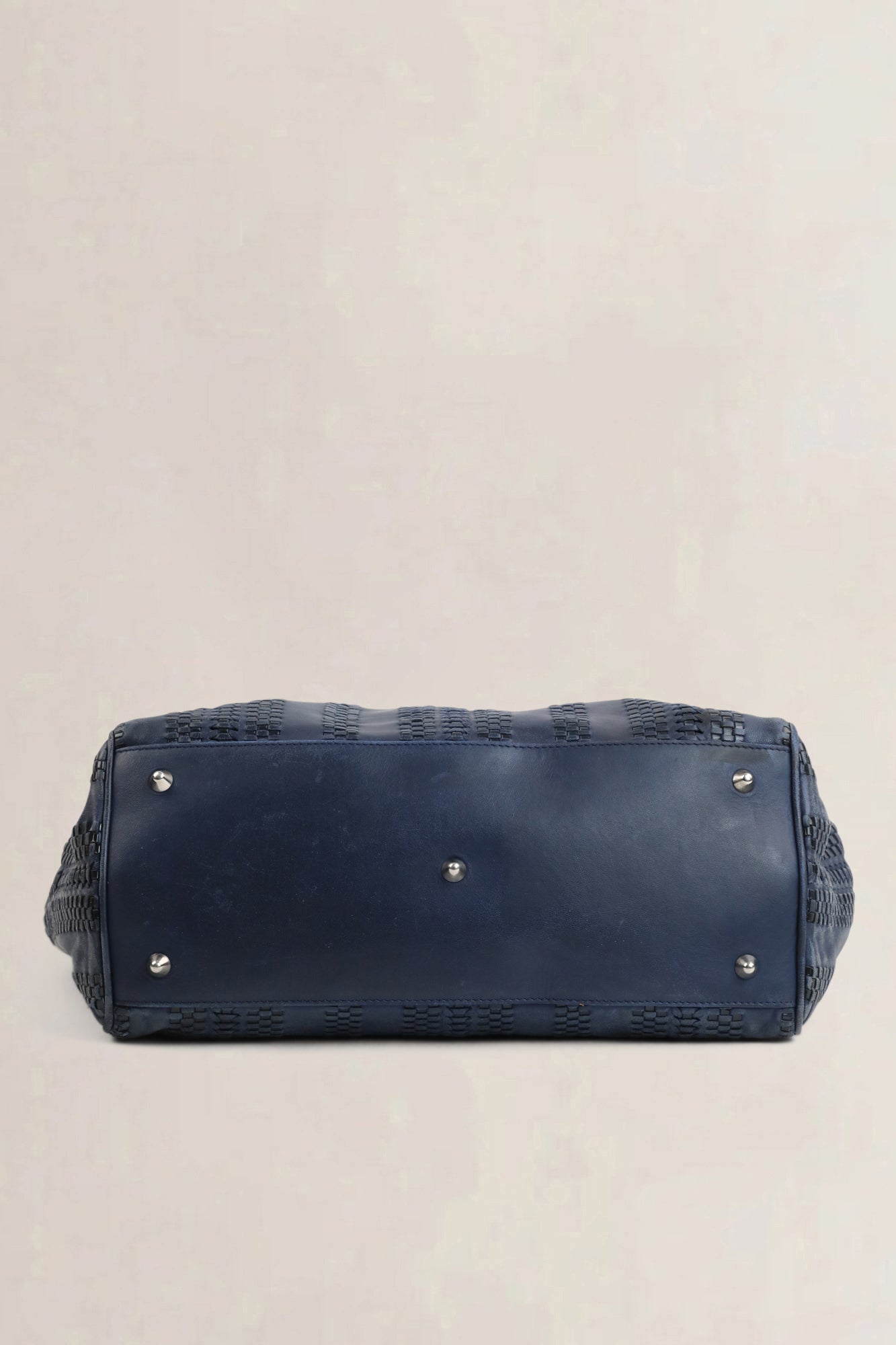 Christian Dior Blue Woven Soft Lady Dior Top Handle Bag