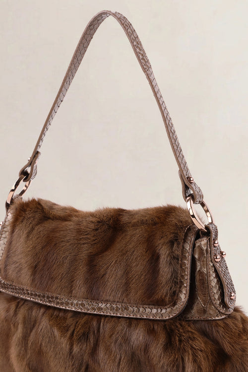 Fendi Brown Squirrel Fur Small Chef Shoulder Bag