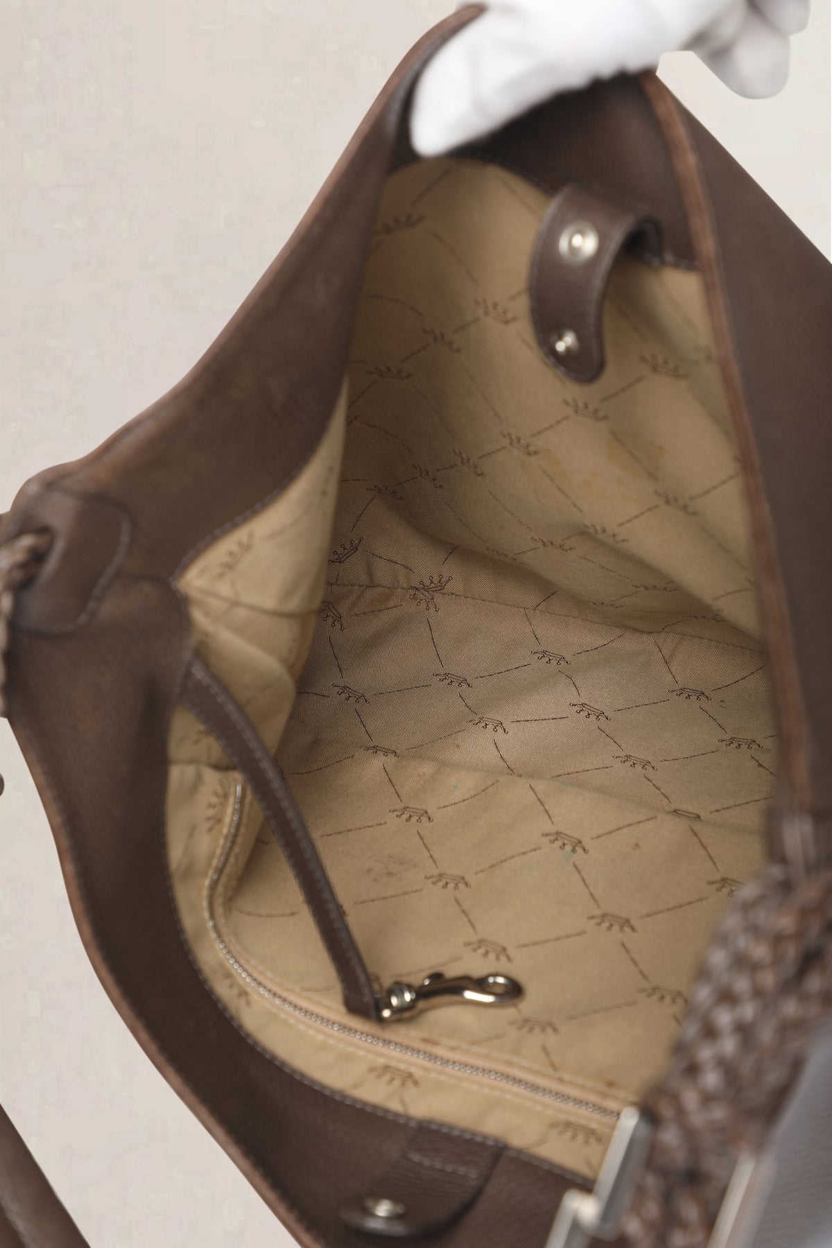 Delvaux Taupe Le Louise Taurillon GM Shoulder Bag