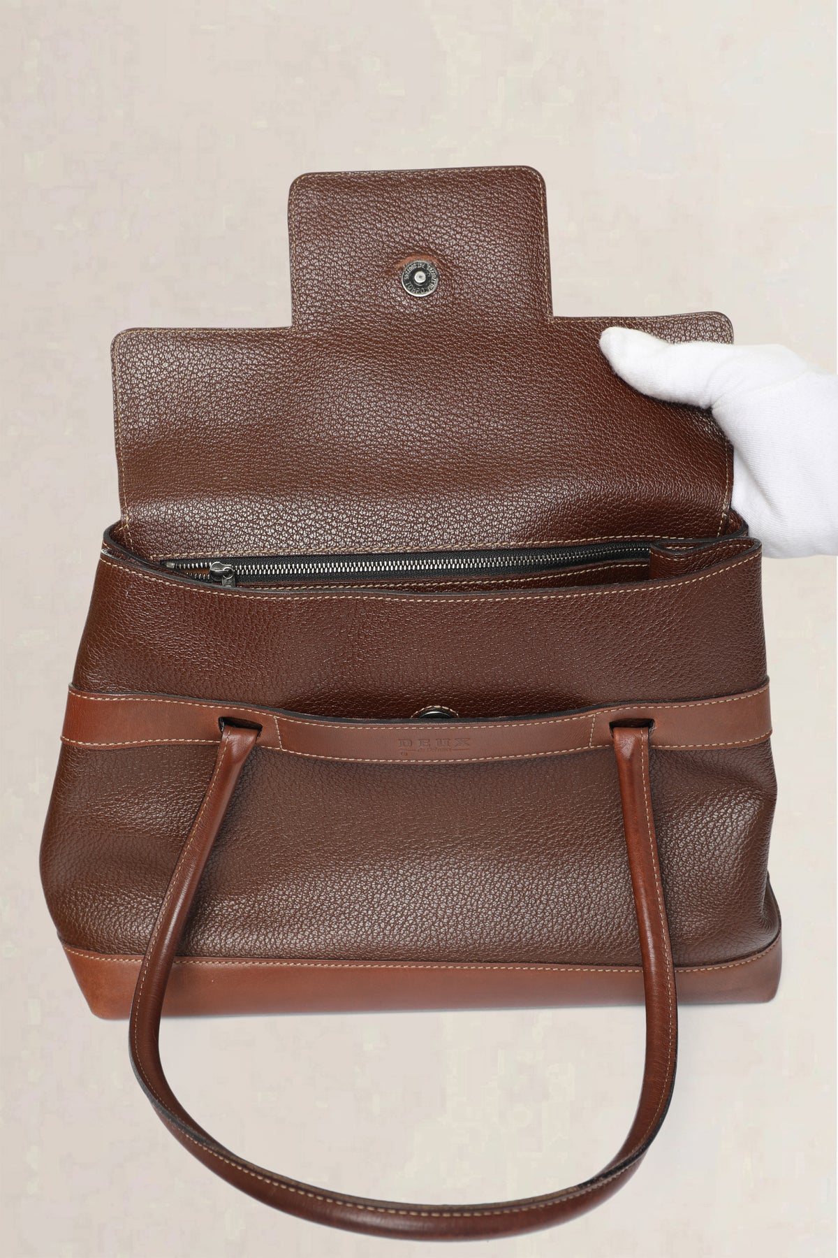 Deux de Delvaux Brown Jumping Calf Shoulder Bag