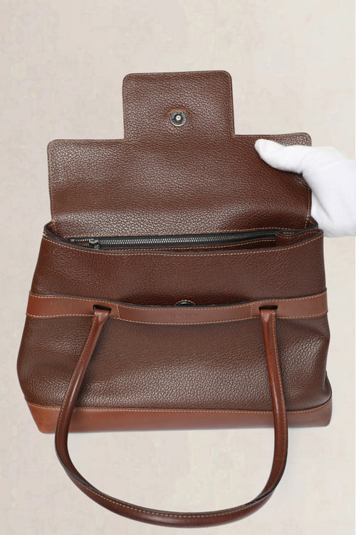 Deux de Delvaux Brown Jumping Calf Shoulder Bag