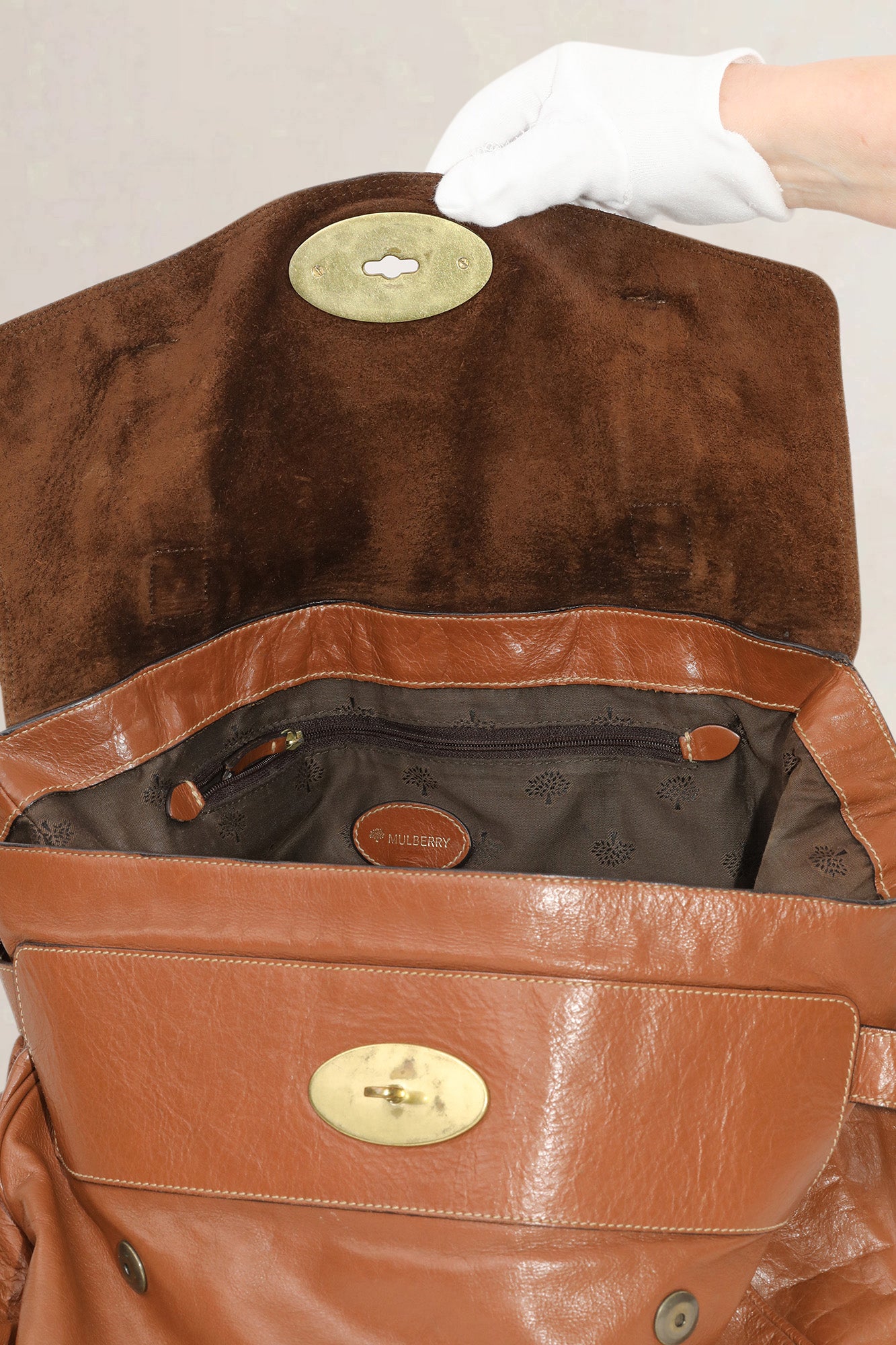 Mulberry Brown Alexa Satchel Crossbody Bag