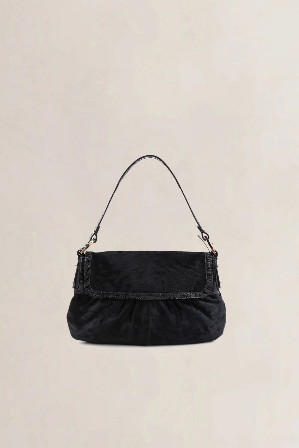 Fendi Black Ponyhair Small Chef Shoulder Bag