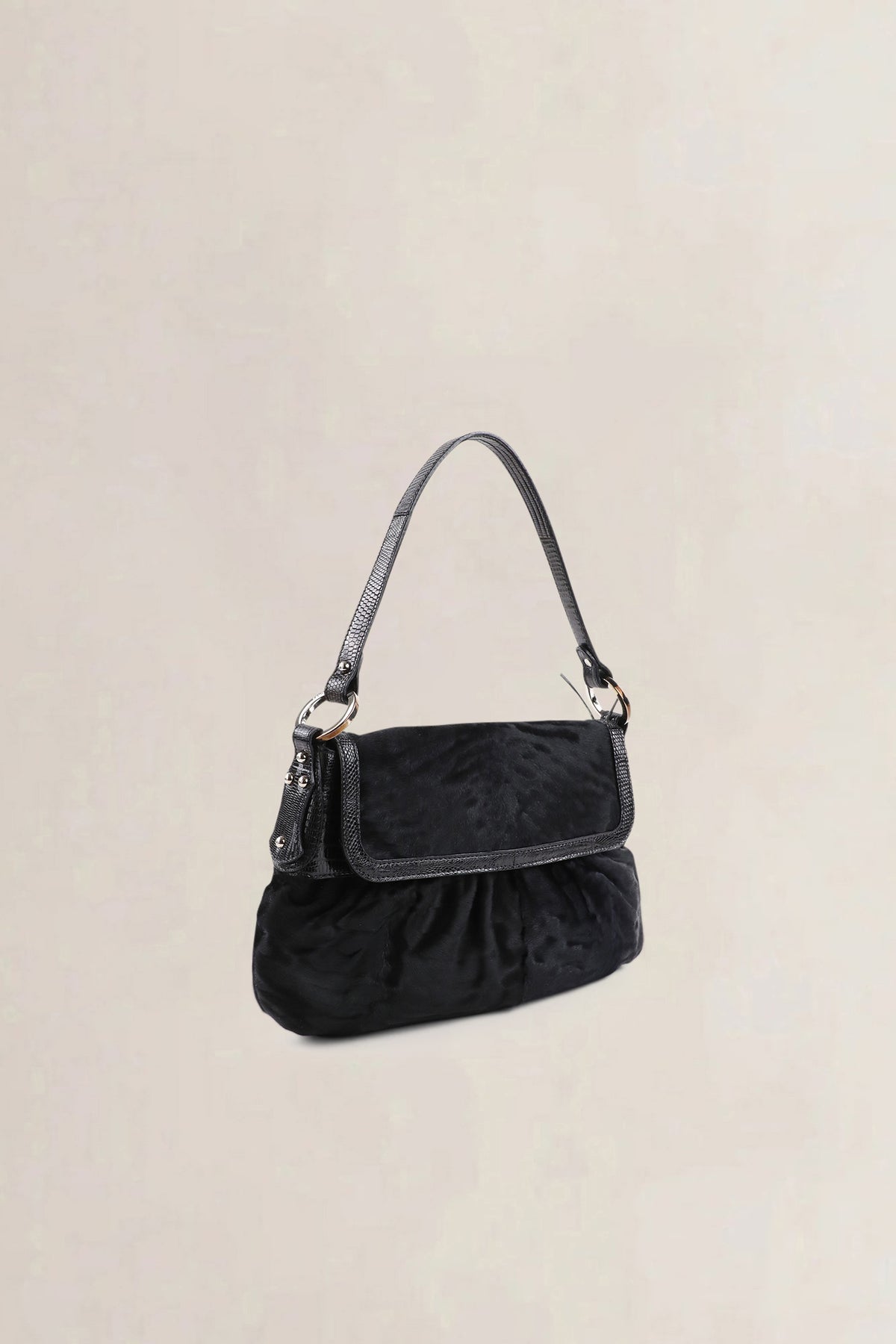 Fendi Black Ponyhair Small Chef Shoulder Bag