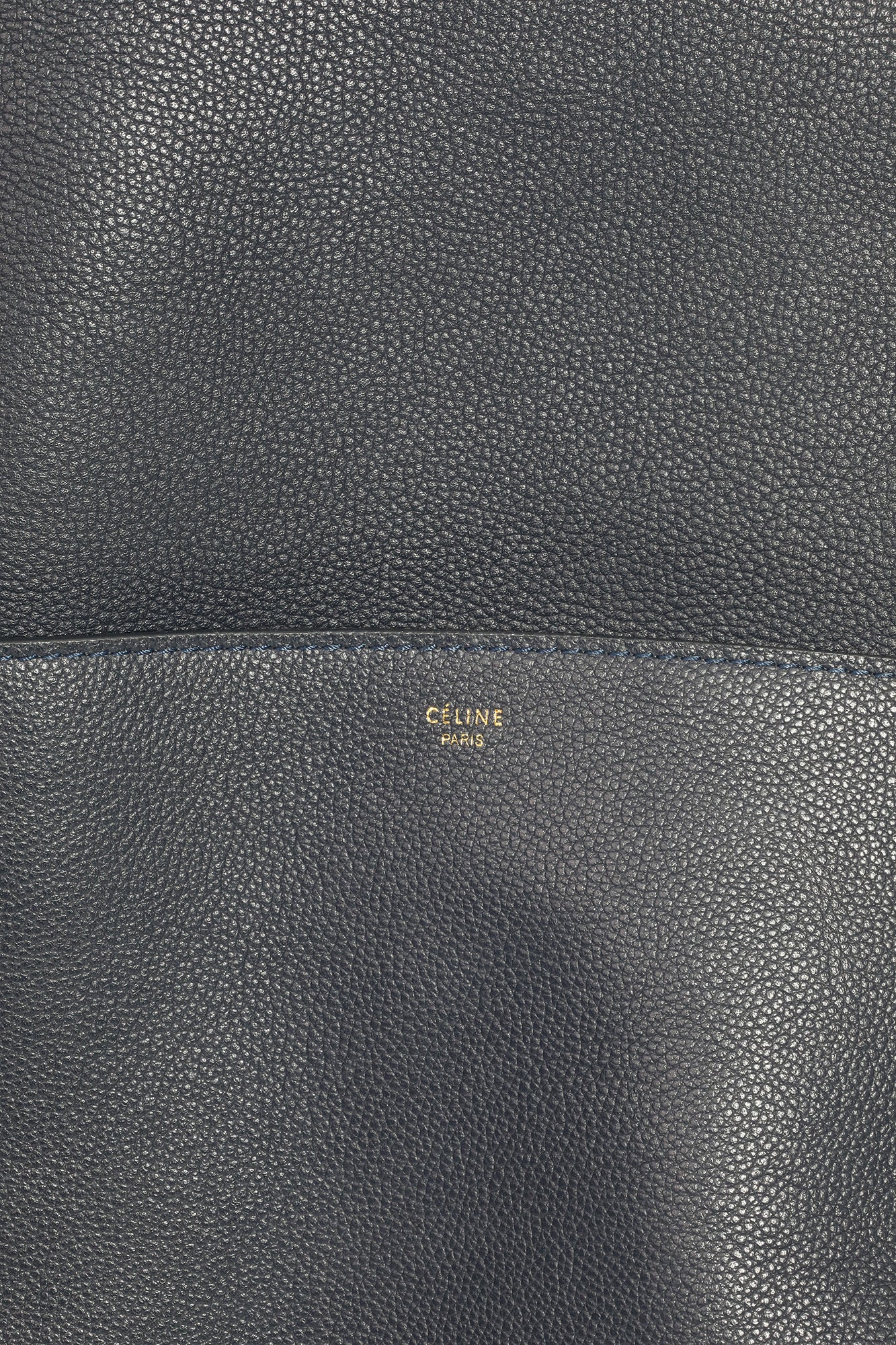 Céline Blue Soft Grained Calfskin Sangle Bucket Bag