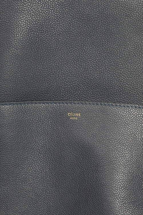 Céline Blue Soft Grained Calfskin Sangle Bucket Bag