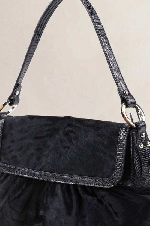 Fendi Black Ponyhair Small Chef Shoulder Bag