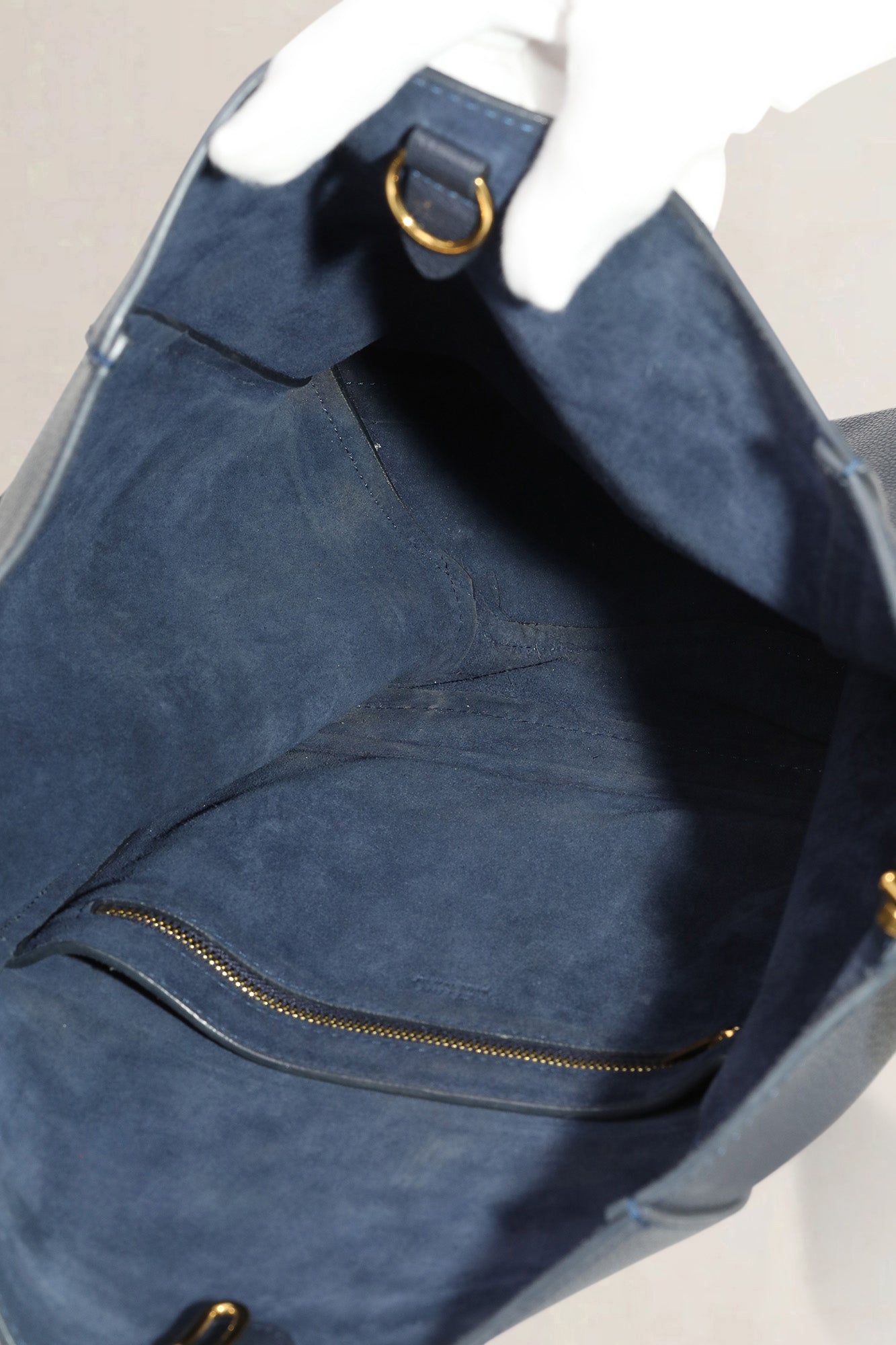Céline Blue Soft Grained Calfskin Sangle Bucket Bag