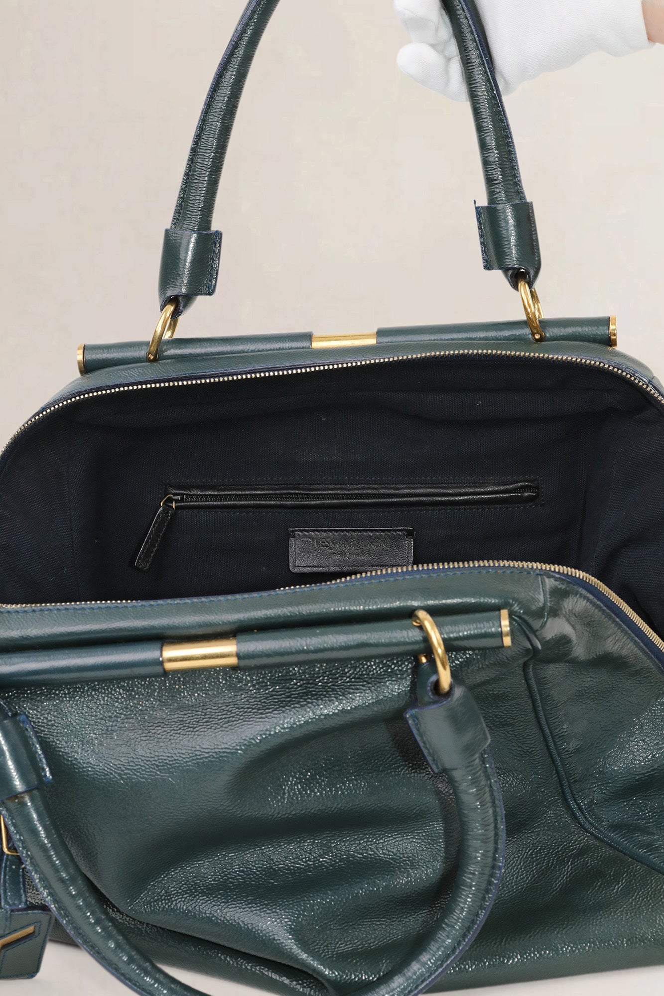 YSL Green Patent Leather Majorelle Shoulder Bag