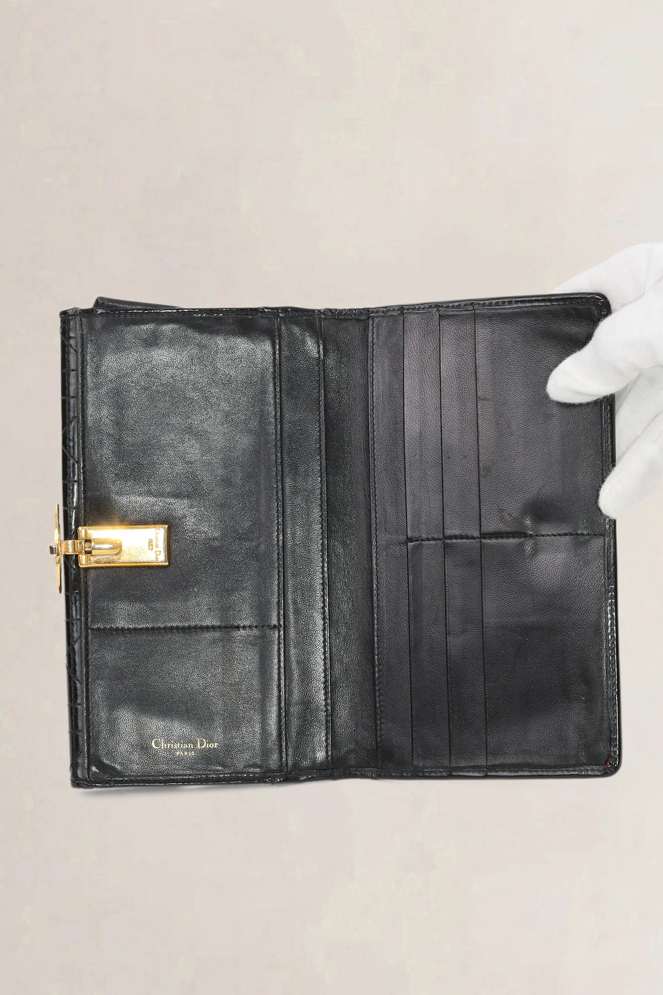 Christian Dior Black Patent Leather Wallet