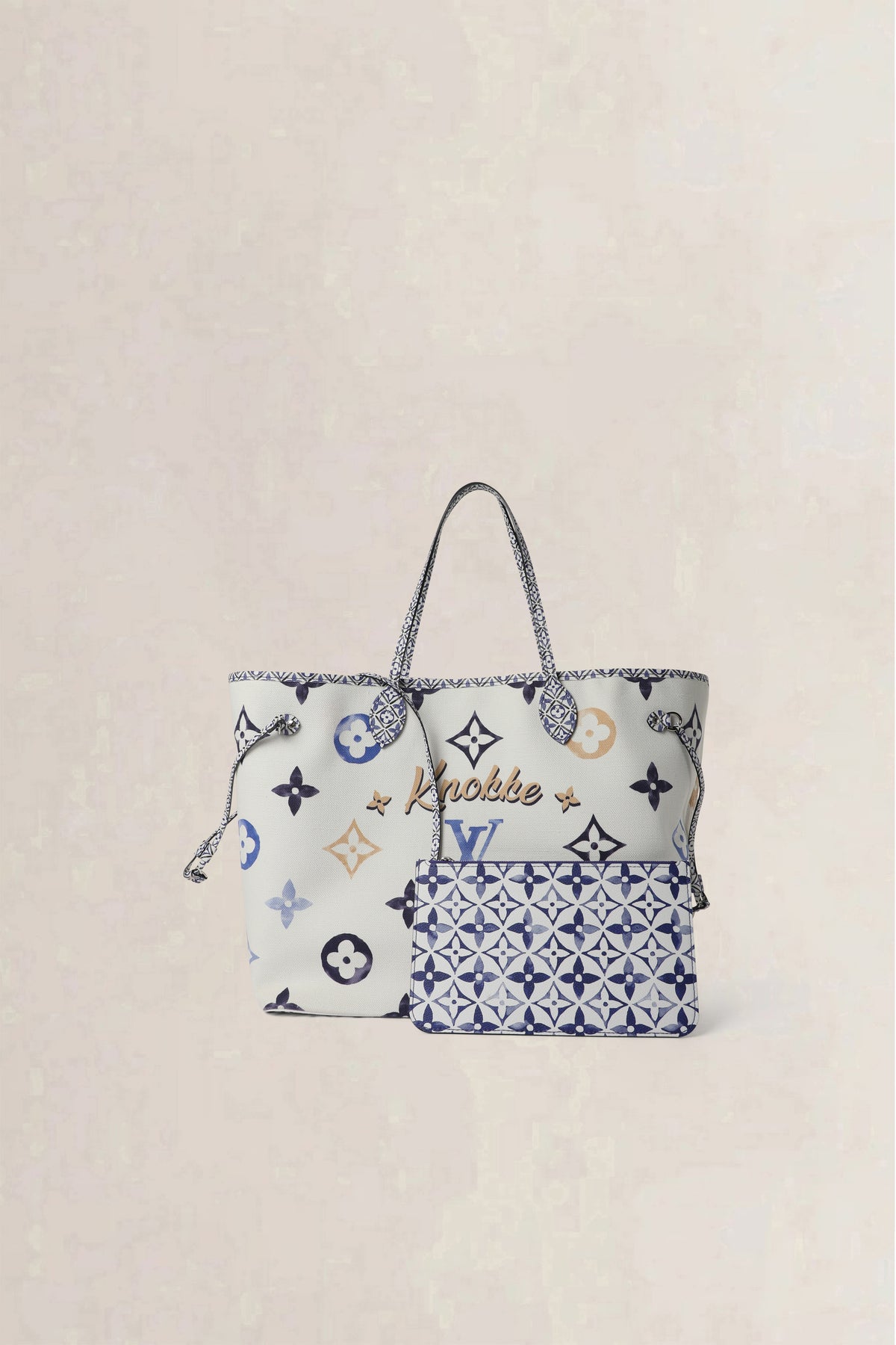 Louis Vuitton Beige Neverfull GM Knokke By The Pool Shoulder Bag Set
