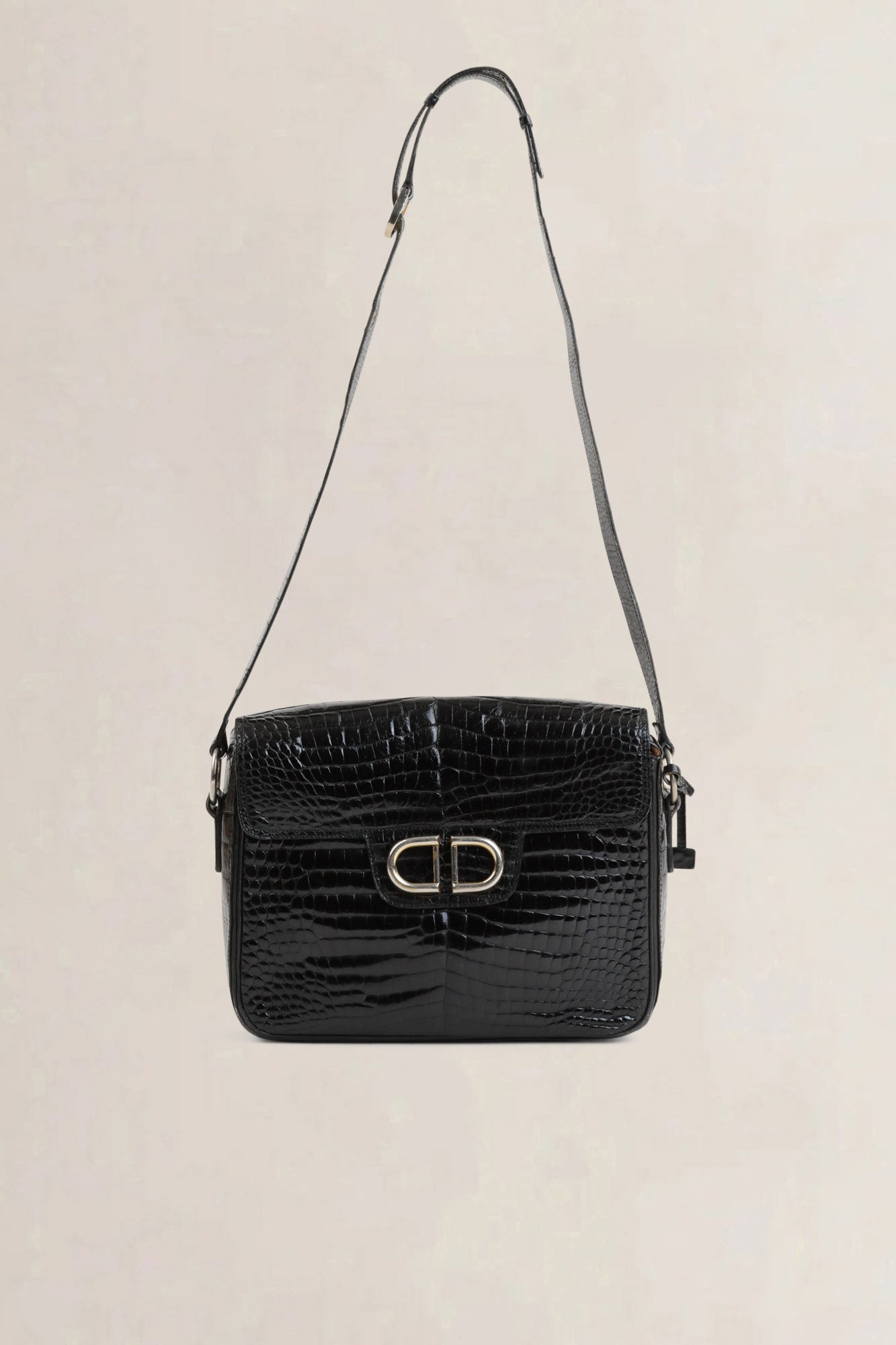 Delvaux Black Croco Bourgogne Crossbody Bag