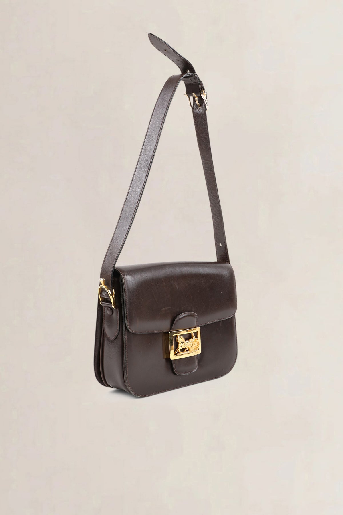 Céline Vintage Dark Brown Horse Carriage Shoulder Bag