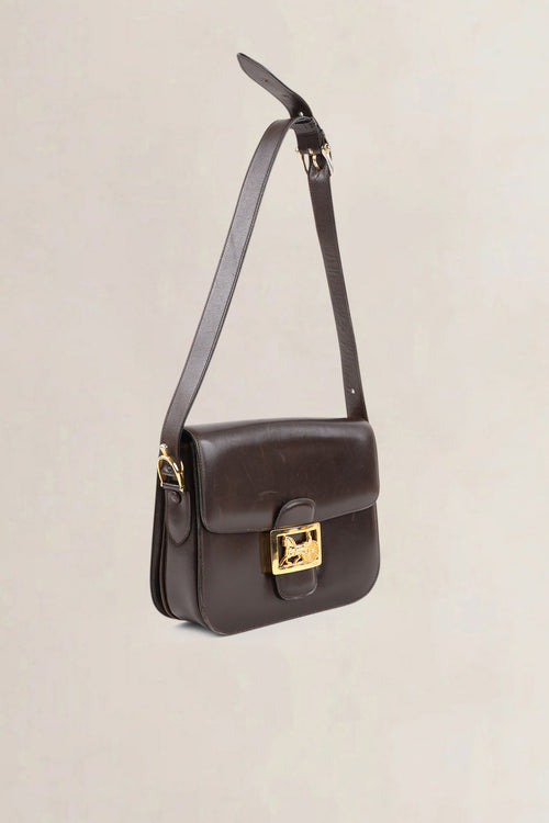 Céline Vintage Dark Brown Horse Carriage Shoulder Bag