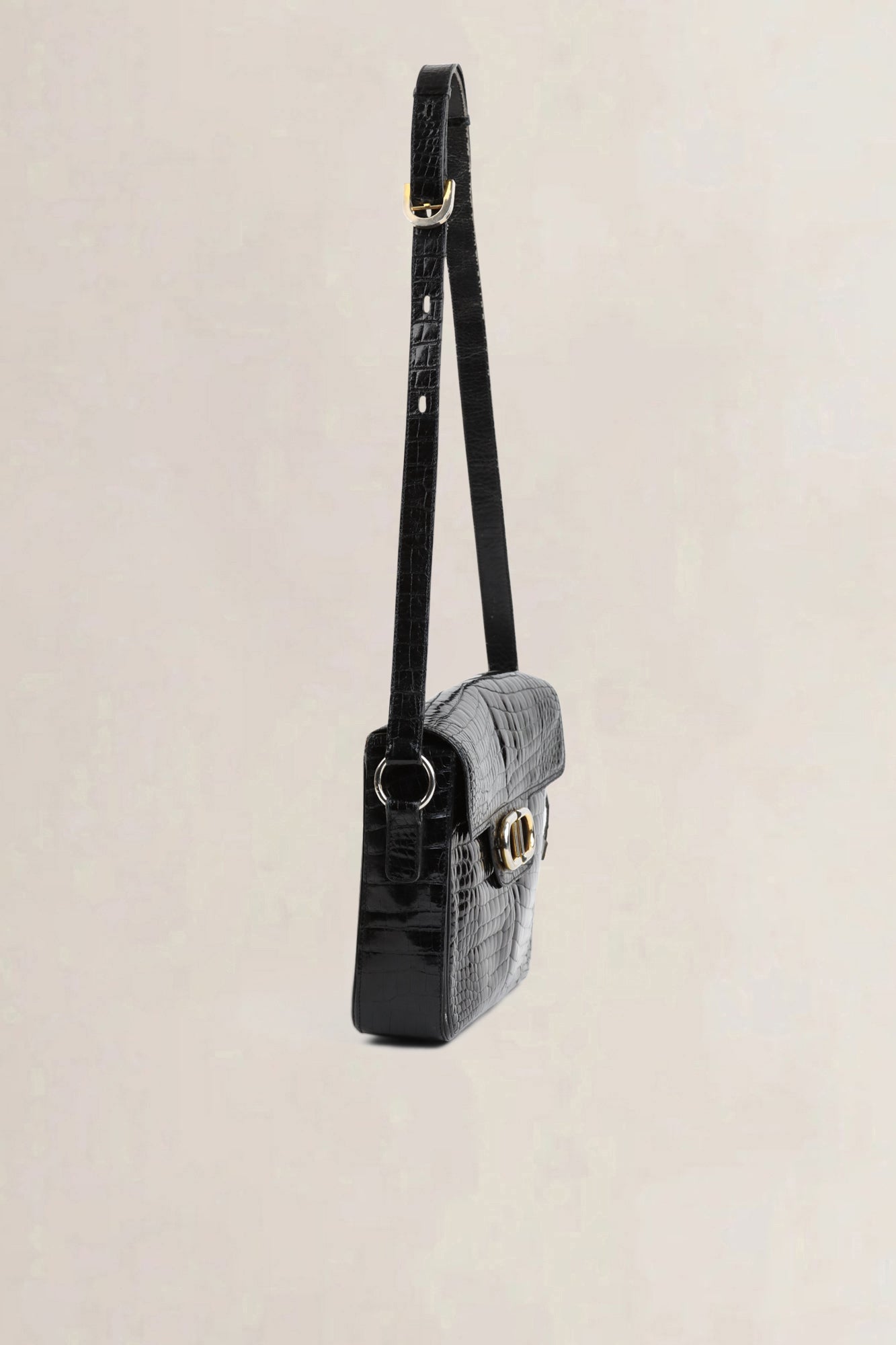 Delvaux Black Croco Bourgogne Crossbody Bag