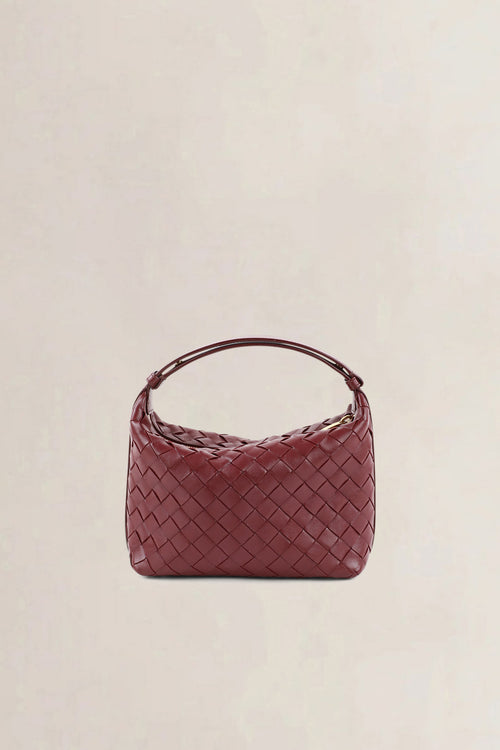 Bottega Veneta Burgundy Mini Wallace Intrecciato Top Handle Bag